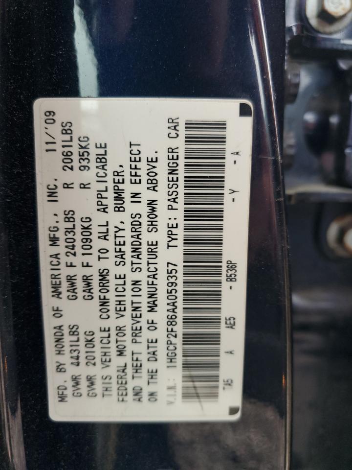 1HGCP2F86AA059357 2010 Honda Accord Exl