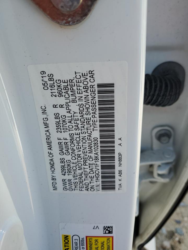 1HGCV1F18KA102830 2019 Honda Accord Lx