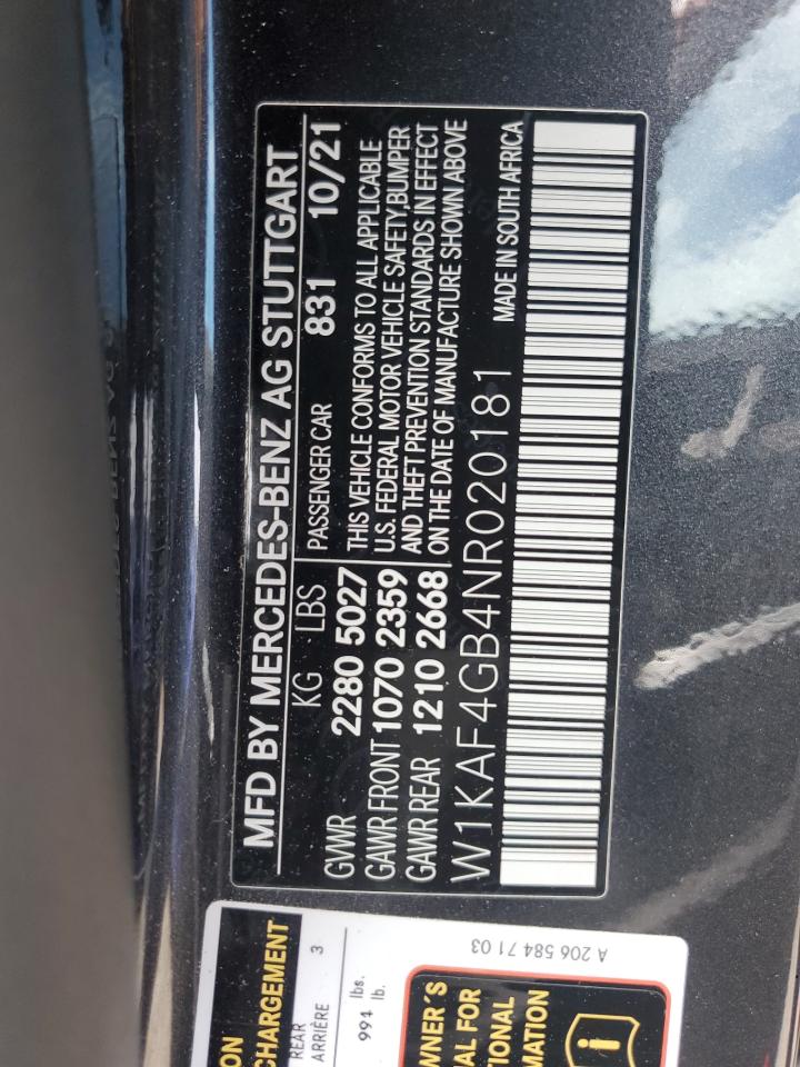 W1KAF4GB4NR020181 2022 Mercedes-Benz C 300