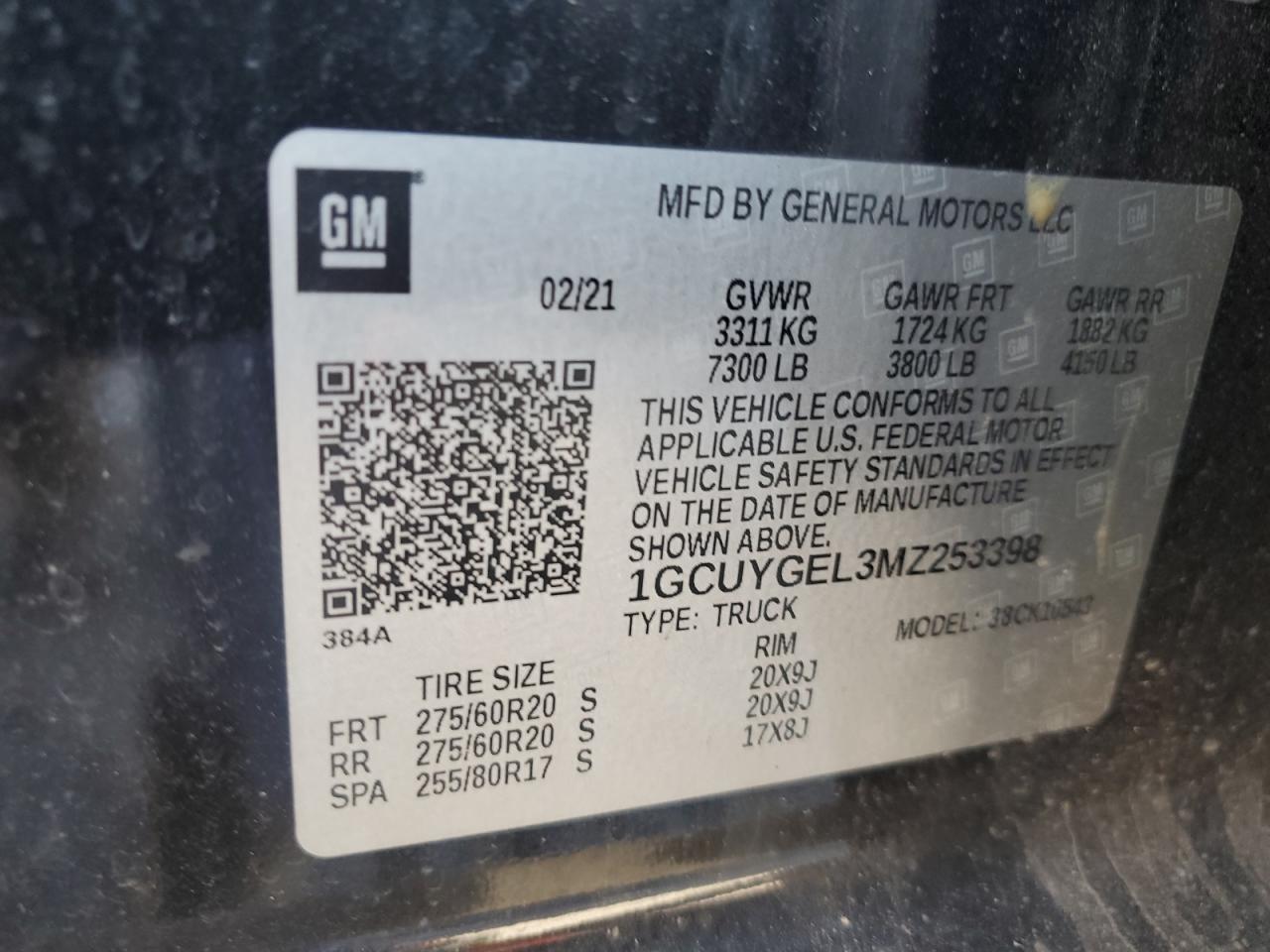 1GCUYGEL3MZ253398 2021 Chevrolet Silverado K1500 Ltz