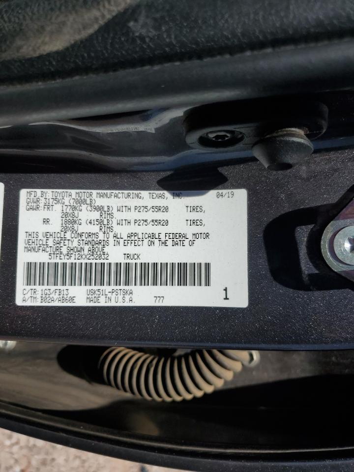 5TFEY5F12KX252032 2019 Toyota Tundra Crewmax Sr5