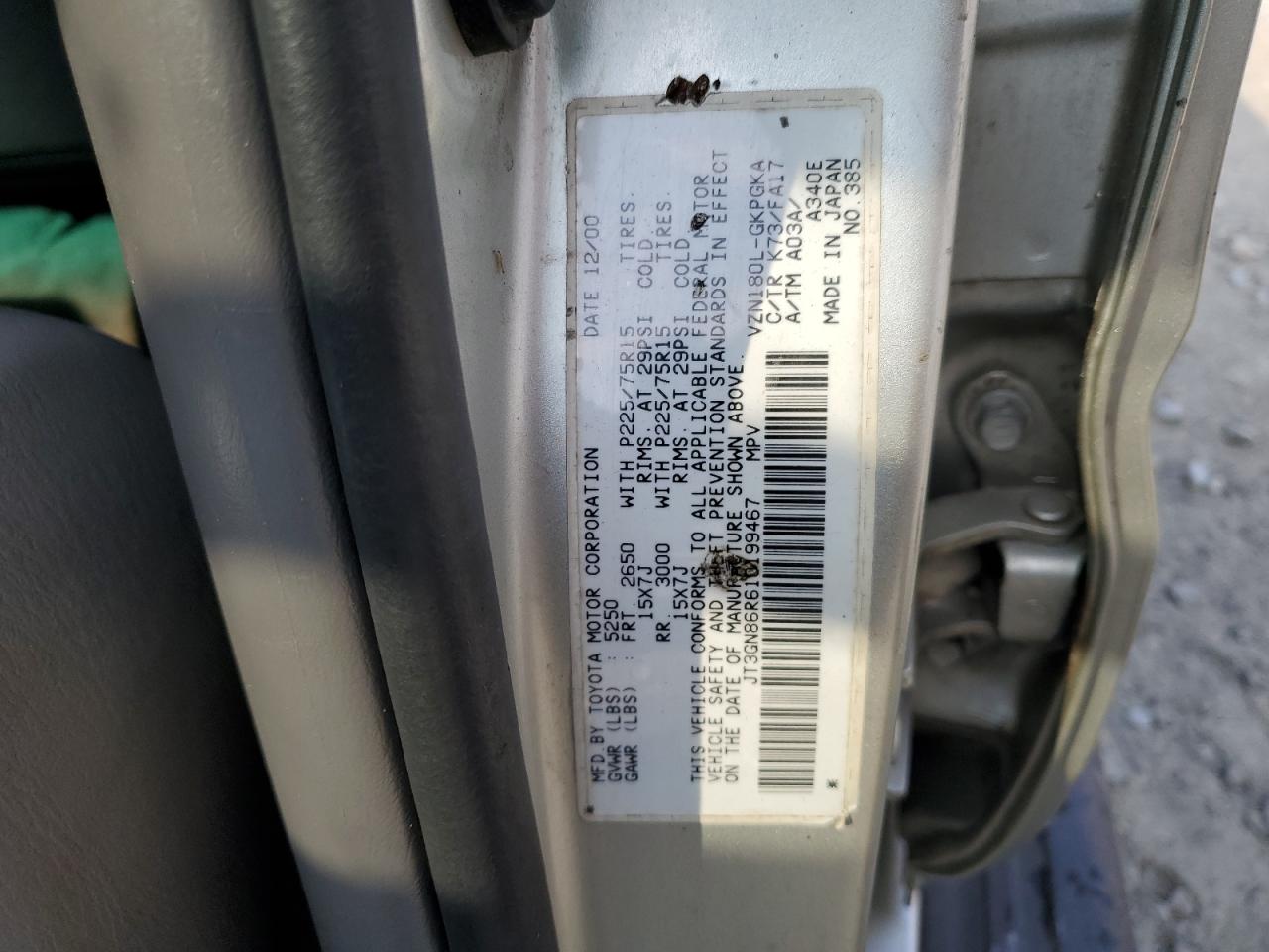 JT3GN86R610199467 2001 Toyota 4Runner Sr5