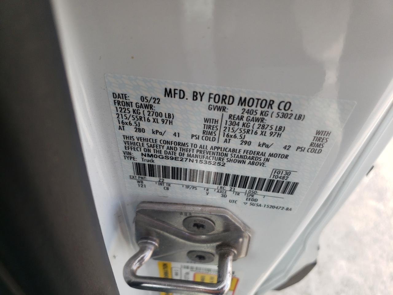 NM0GS9E27N1535252 2022 Ford Transit Connect Xl