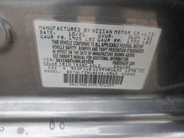 3N1CN8EV4ML921229 Nissan Versa SV 12