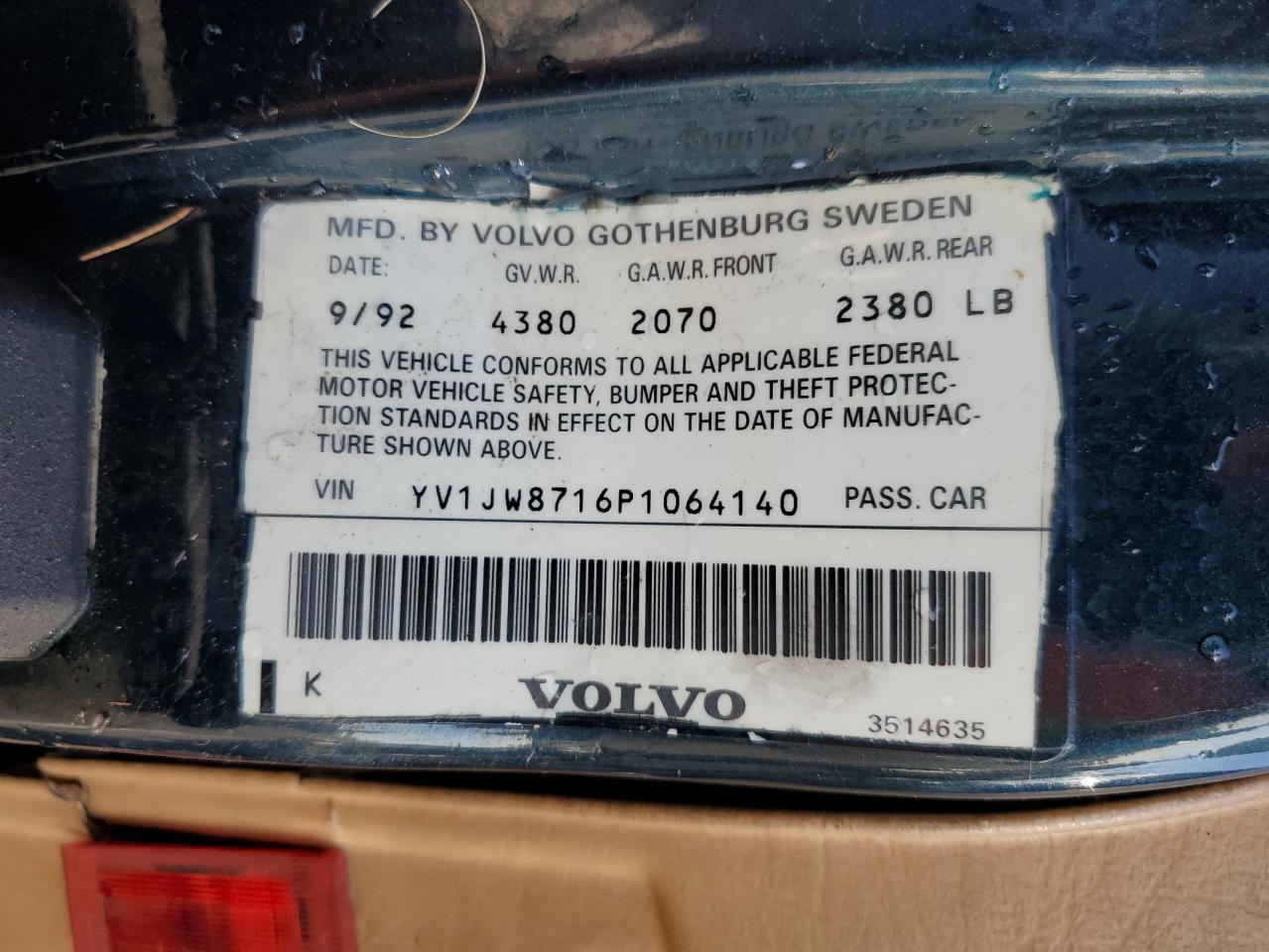 YV1KW9510N0005570 1992 Volvo 960