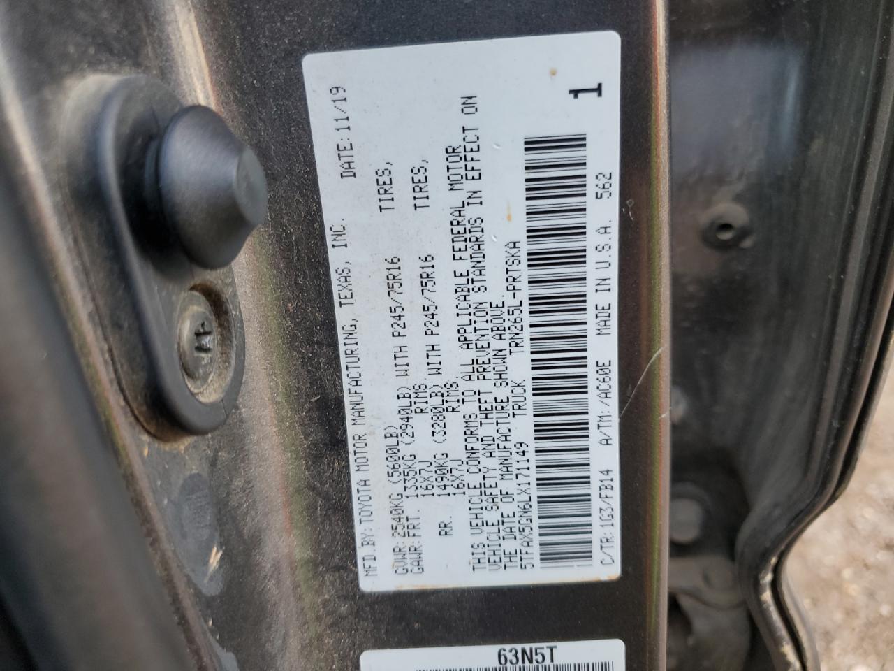 5TFAX5GN6LX171149 2020 Toyota Tacoma Double Cab