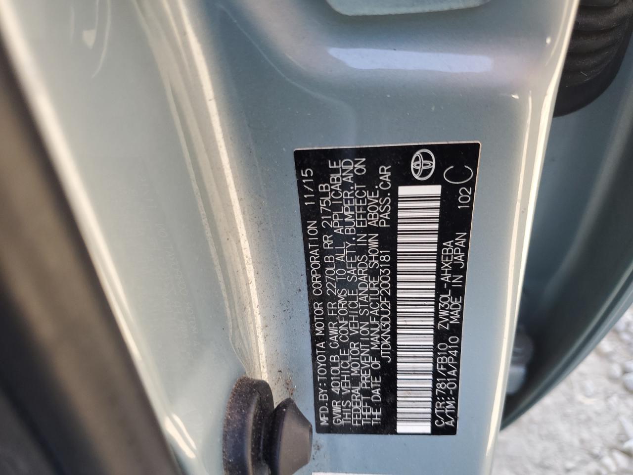 JTDKN3DU2F2003181 2015 Toyota Prius