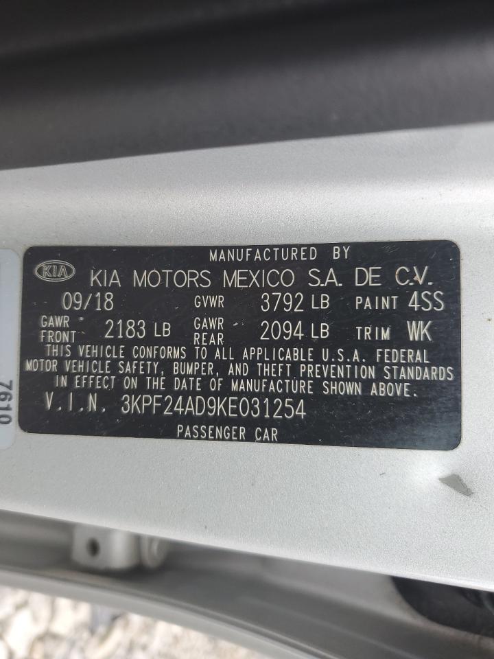 3KPF24AD9KE031254 2019 Kia Forte Fe