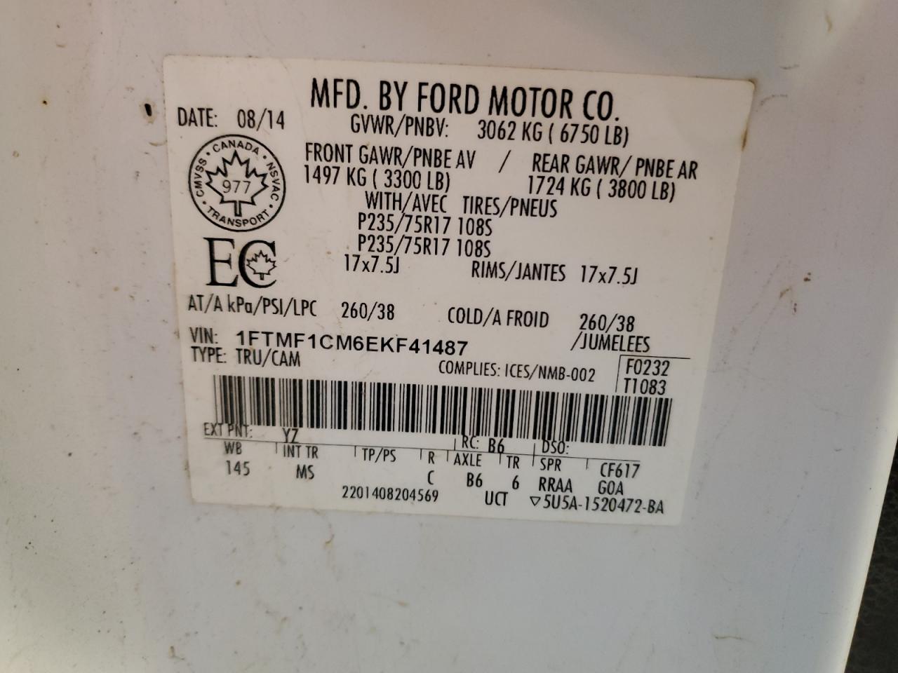 1FTMF1CM6EKF41487 2014 Ford F150