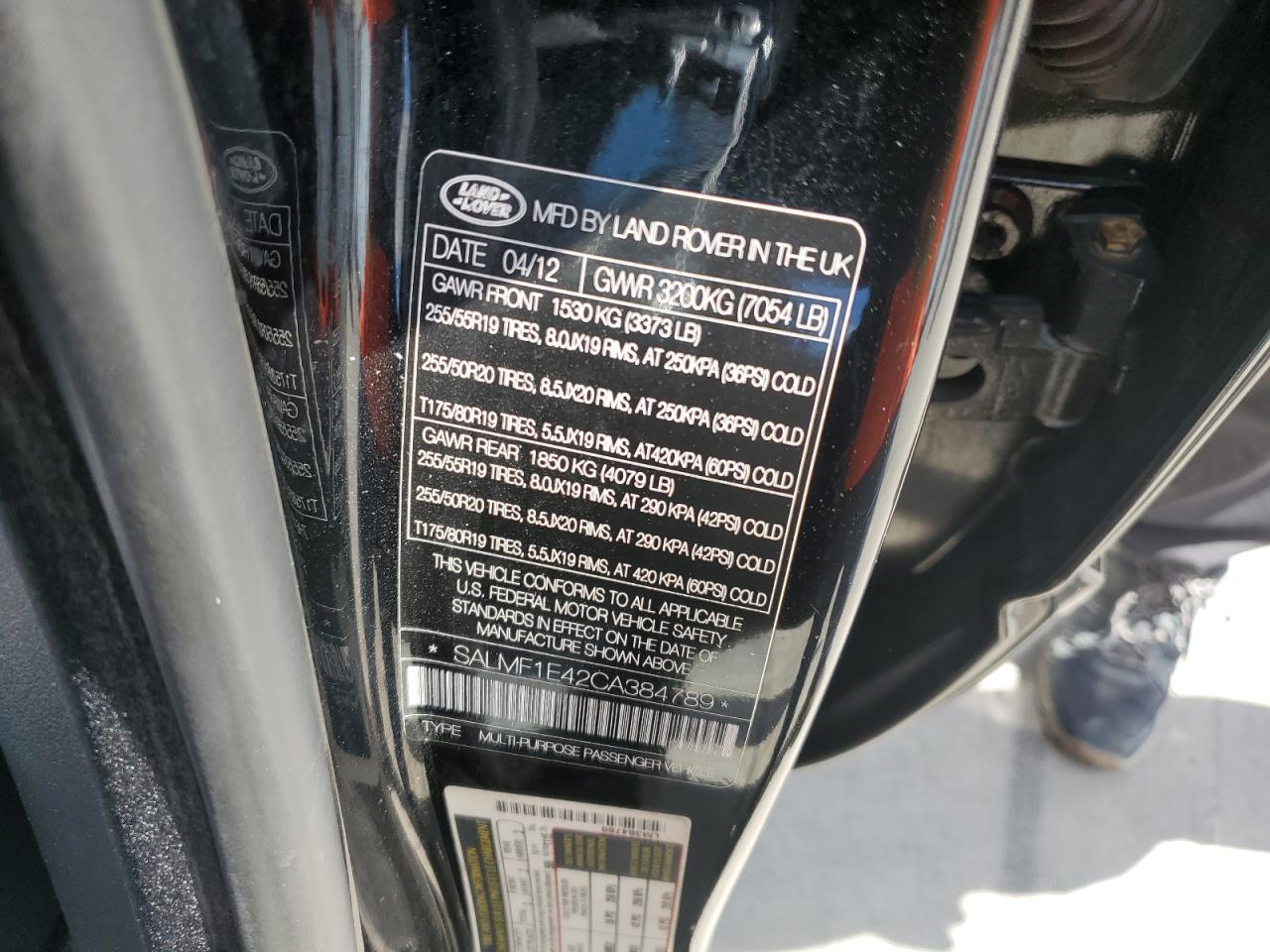 2012 Land Rover Range Rover Hse Luxury VIN: SALMF1E42CA384789 Lot: 71985644