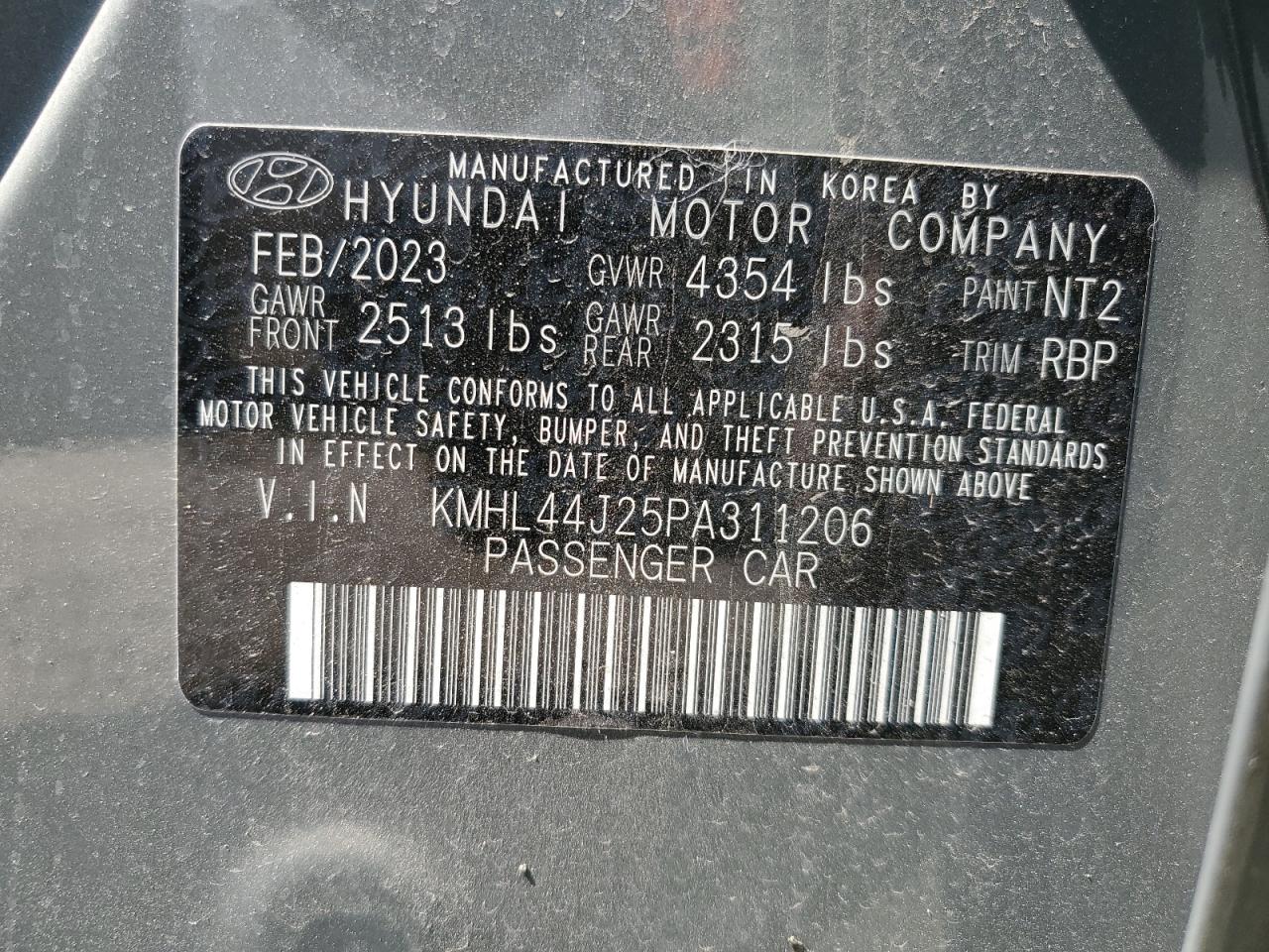 2023 Hyundai Sonata Sel Plus VIN: KMHL44J25PA311206 Lot: 71757414