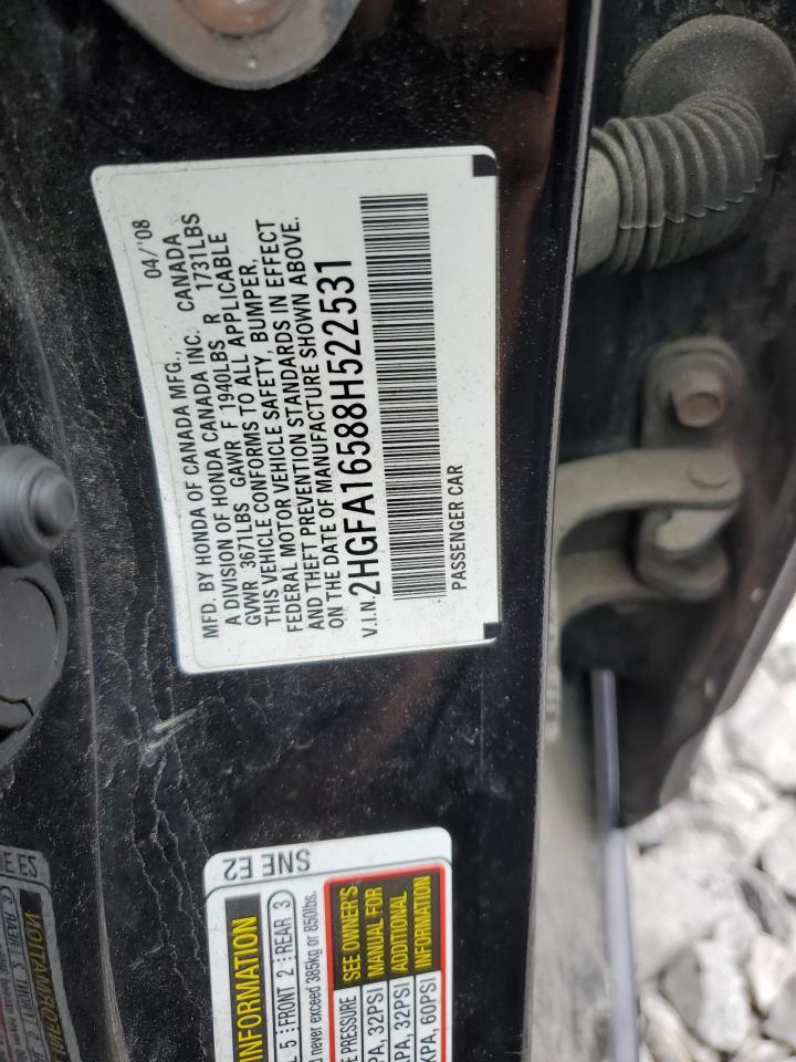 2HGFA16588H522531 2008 Honda Civic Lx