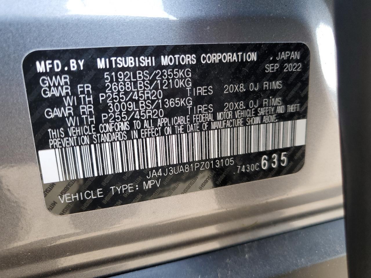 2023 Mitsubishi Outlander Se VIN: JA4J3UA81PZ013105 Lot: 71270444