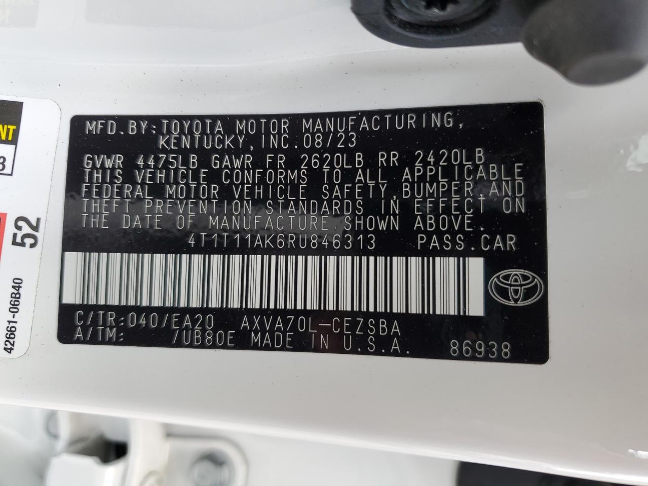 4T1T11AK6RU846313 2024 TOYOTA CAMRY - Image 12