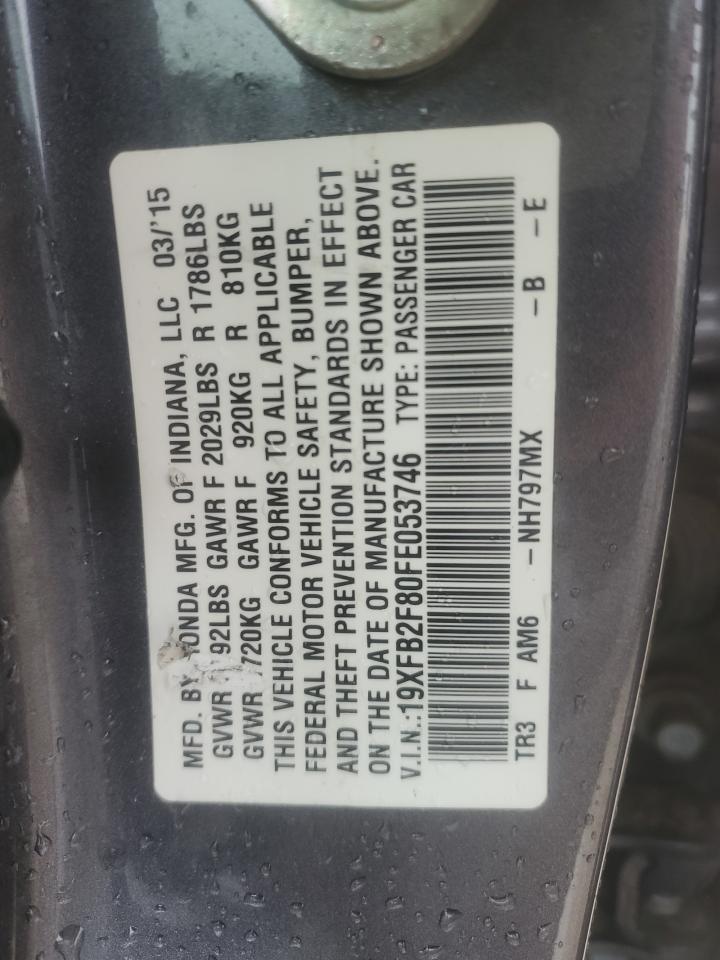 19XFB2F80FE053746 2015 Honda Civic Ex 19XFB2F80FE053746 2015 Honda Civic Ex