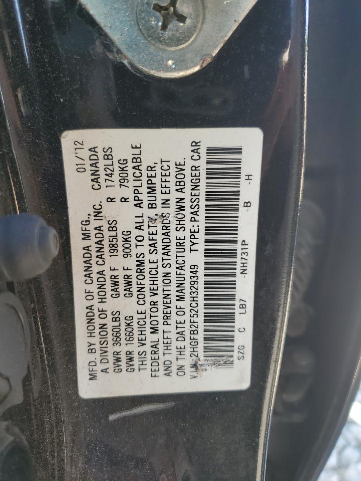 2HGFB2F52CH329349 2012 Honda Civic Lx