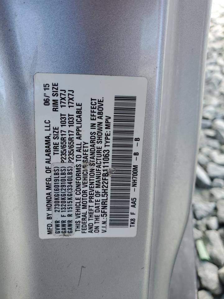 5FNRL5H22FB111063 2015 Honda Odyssey Lx