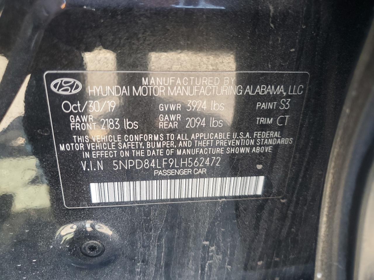 2020 Hyundai Elantra Sel VIN: 5NPD84LF9LH562472 Lot: 69856034