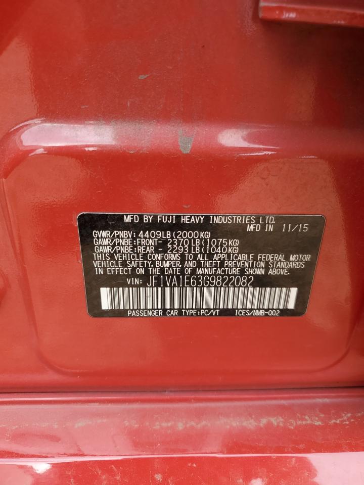 JF1VA1E63G9822082 2016 Subaru Wrx Premium