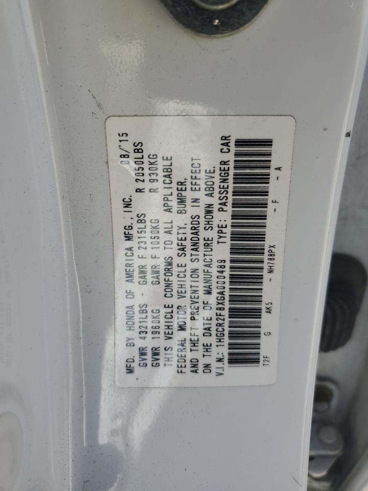 1HGCR2F8XGA000489 2016 Honda Accord Exl