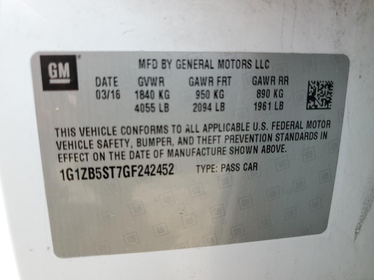 1G1ZB5ST7GF242452 2016 CHEVROLET MALIBU - Image 14