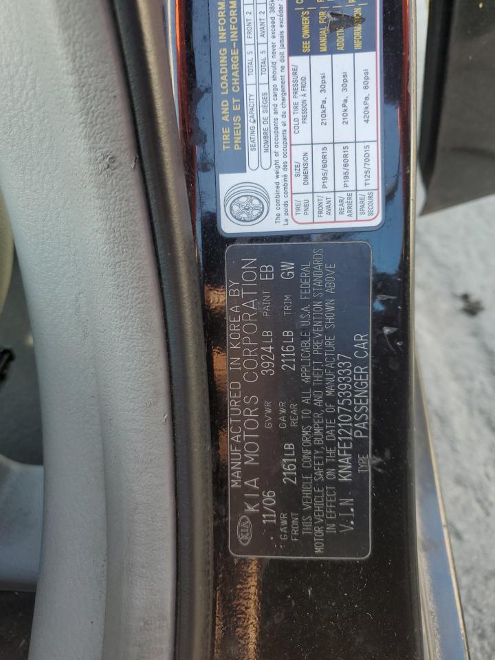 KNAFE121075393337 2007 Kia Spectra Ex