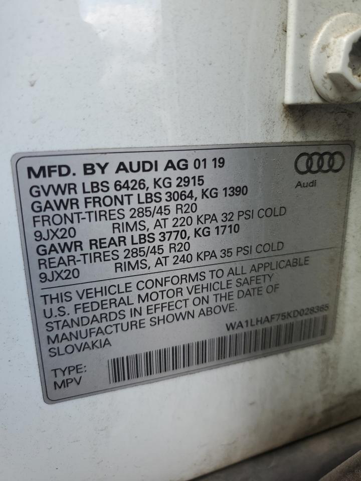 WA1LHAF75KD028365 2019 Audi Q7 Premium Plus