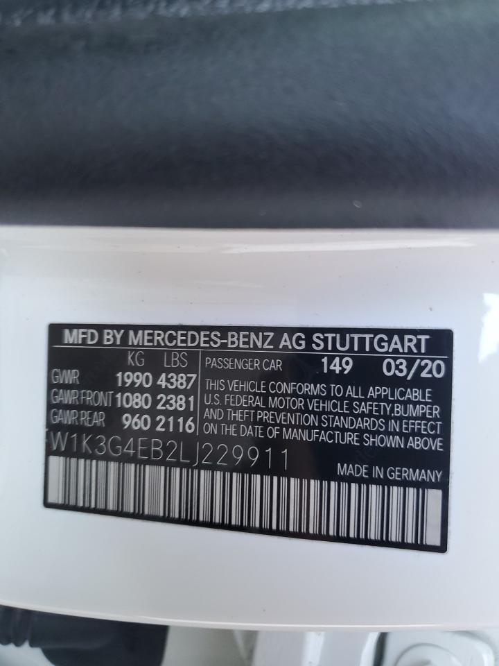 2020 Mercedes-Benz A 220 VIN: W1K3G4EB2LJ229911 Lot: 70665354