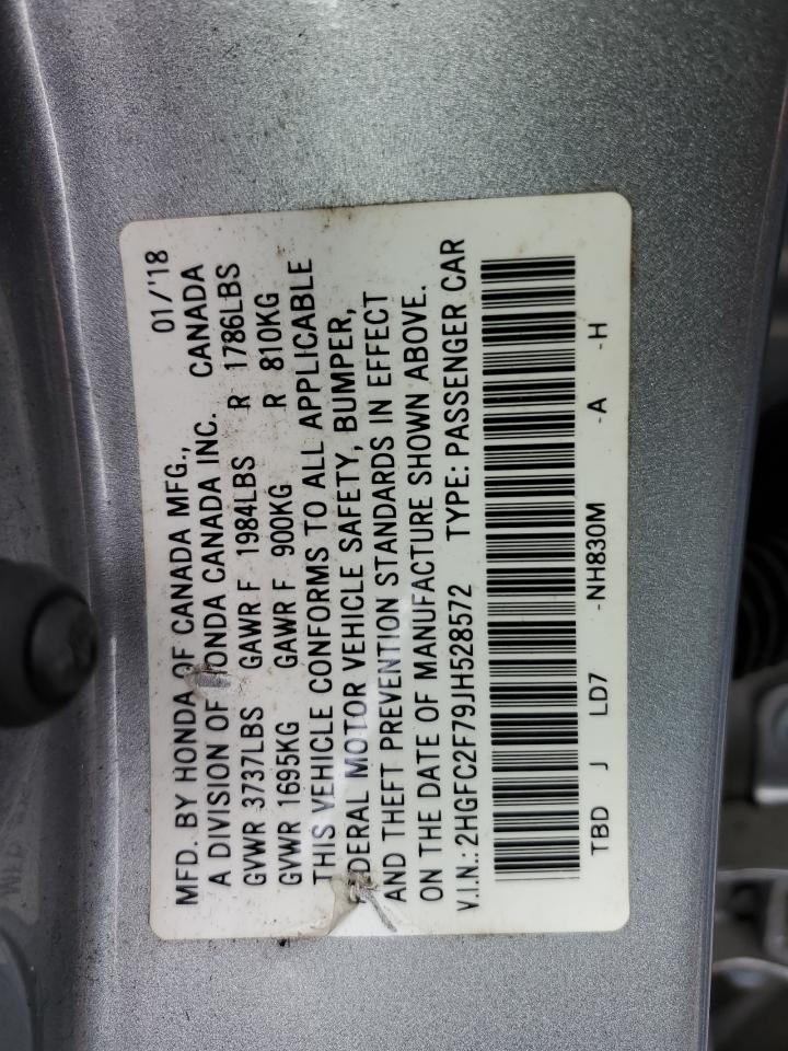 2HGFC2F79JH528572 2018 Honda Civic Ex