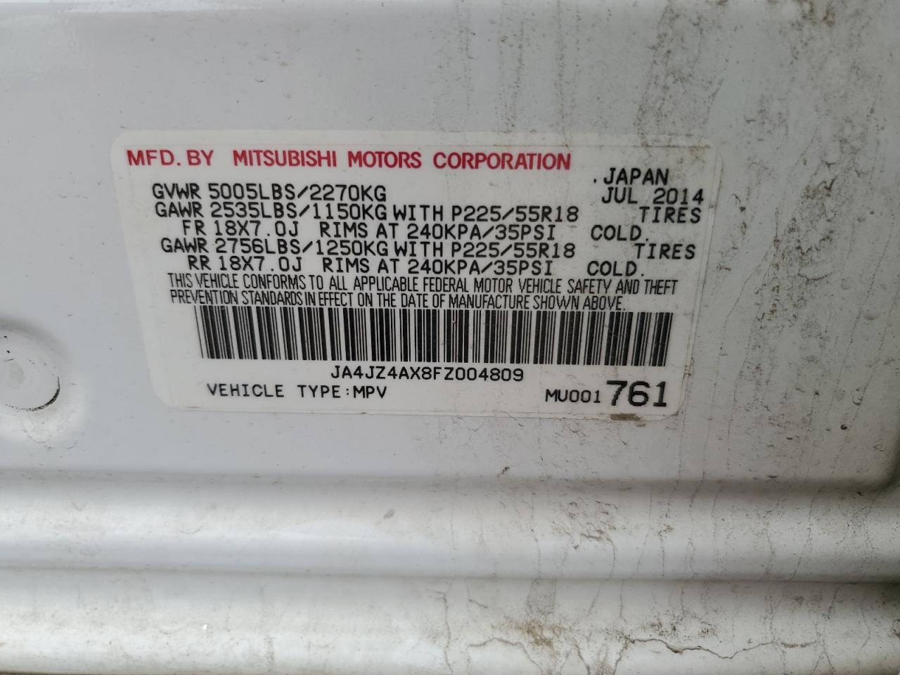 JA4JZ4AX8FZ004809 2015 MITSUBISHI OUTLANDER - Image 15