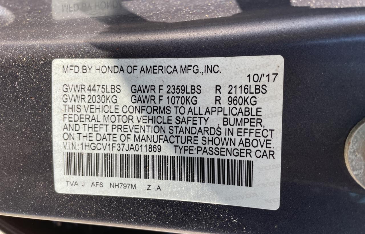 1HGCV1F37JA011869 2018 Honda Accord Sport