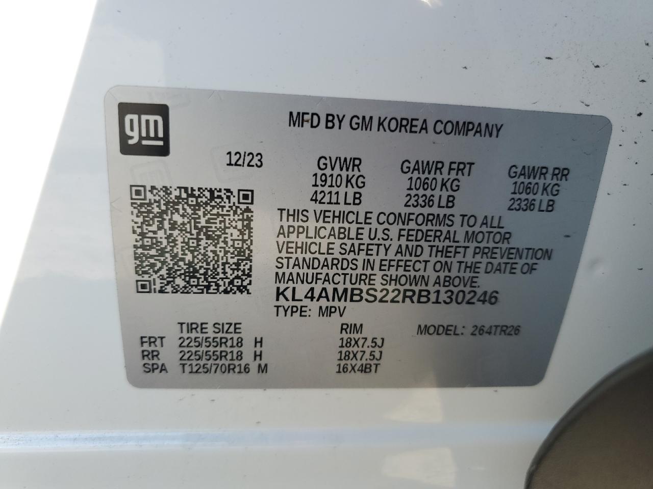 2024 Buick Encore Gx Preferred VIN: KL4AMBS22RB130246 Lot: 70850234