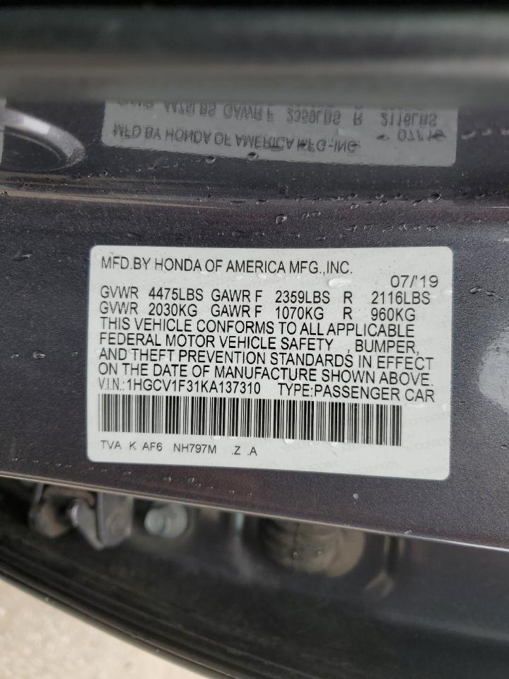 1HGCV1F31KA137310 2019 Honda Accord Sport