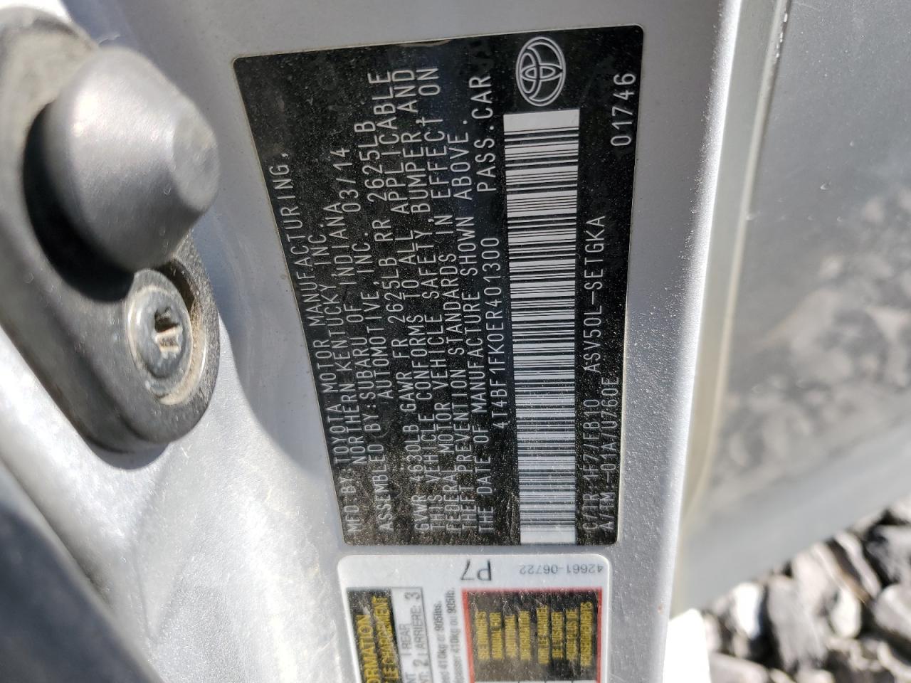 4T4BF1FK0ER401300 2014 Toyota Camry L