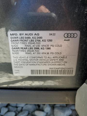 WA1EAAFY0N2104970 Audi Q5 PREMIUM 14