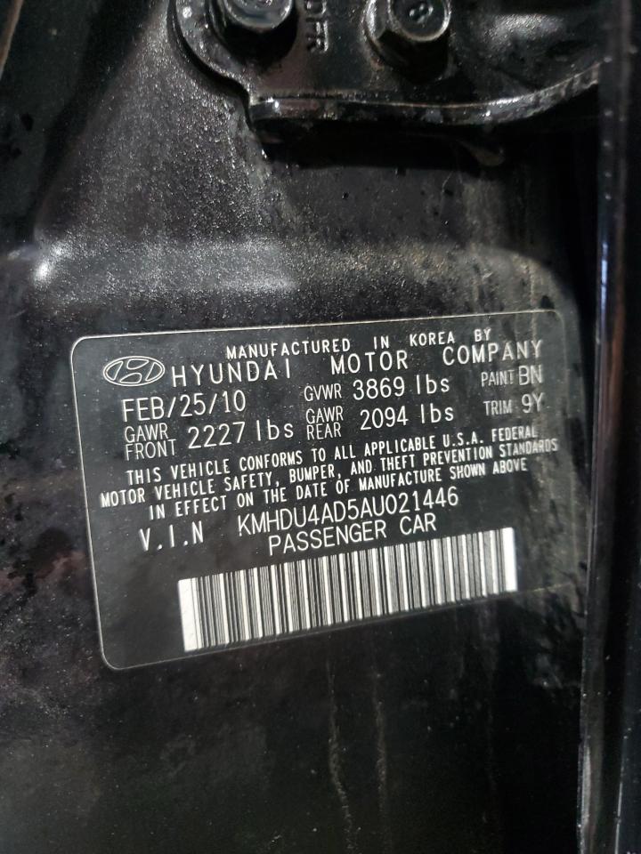 2010 Hyundai Elantra Blue VIN: KMHDU4AD5AU021446 Lot: 70628594