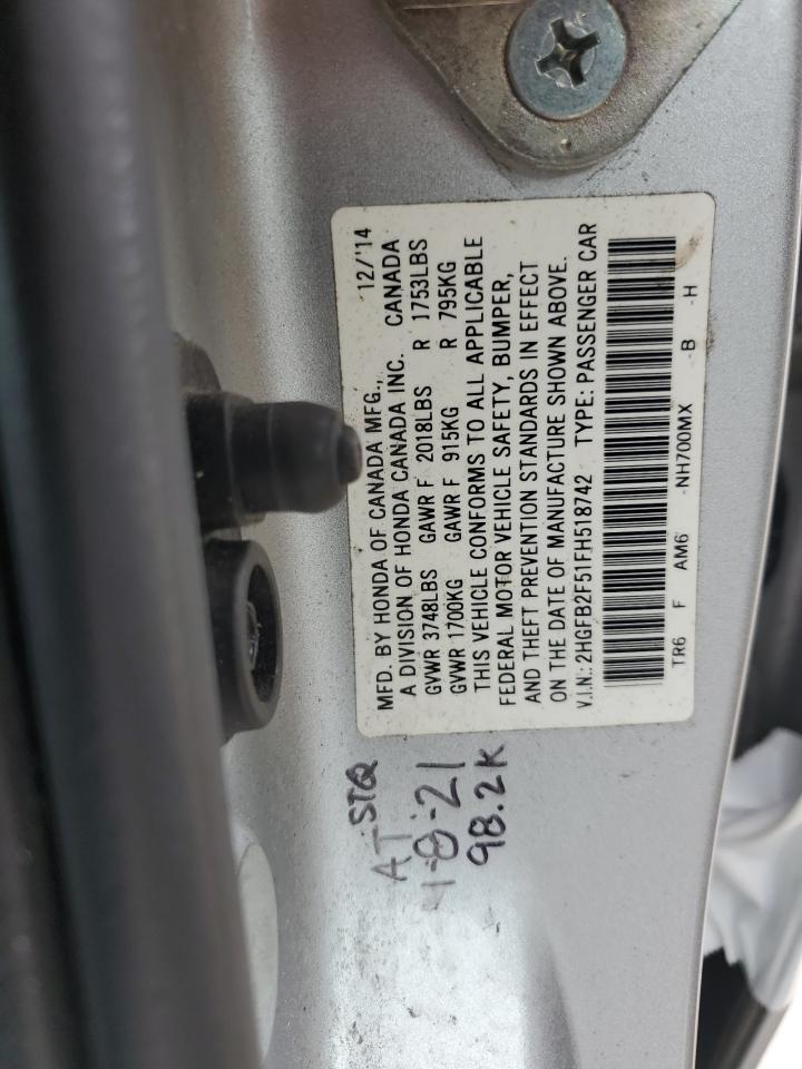 2HGFB2F51FH518742 2015 HONDA CIVIC - Image 14