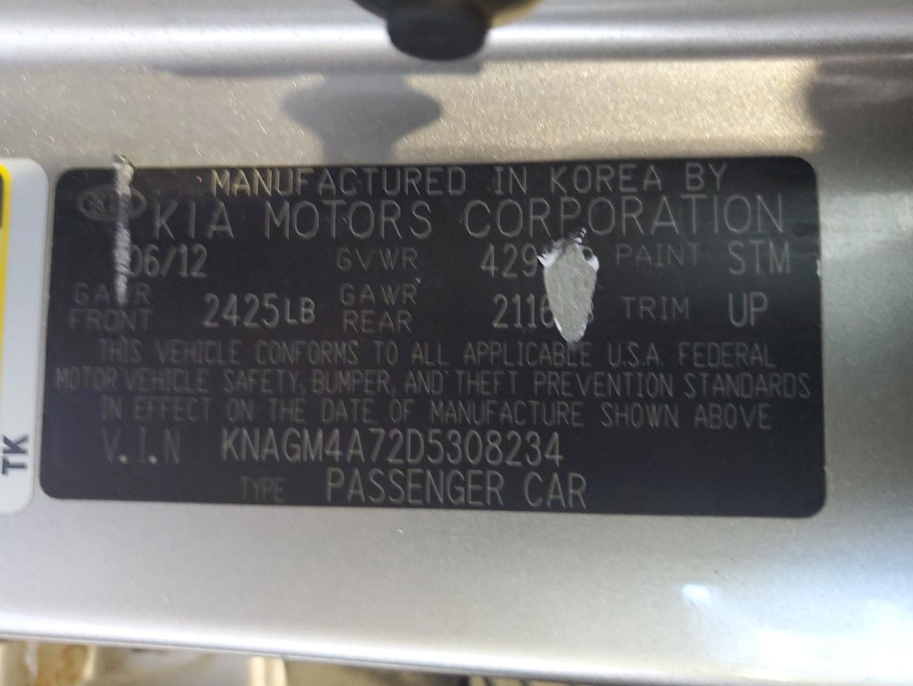 KNAGM4A72D5308234 2013 Kia Optima Lx