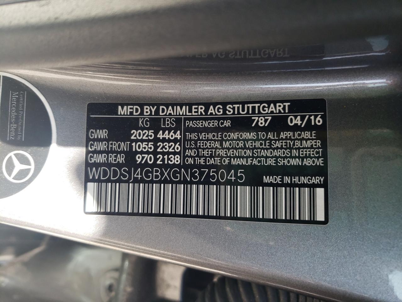 WDDSJ4GBXGN375045 2016 Mercedes-Benz Cla 250 4Matic