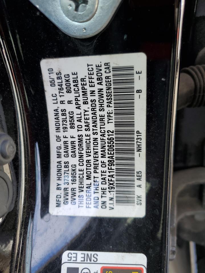 19XFA1F98AE065612 2010 Honda Civic Exl