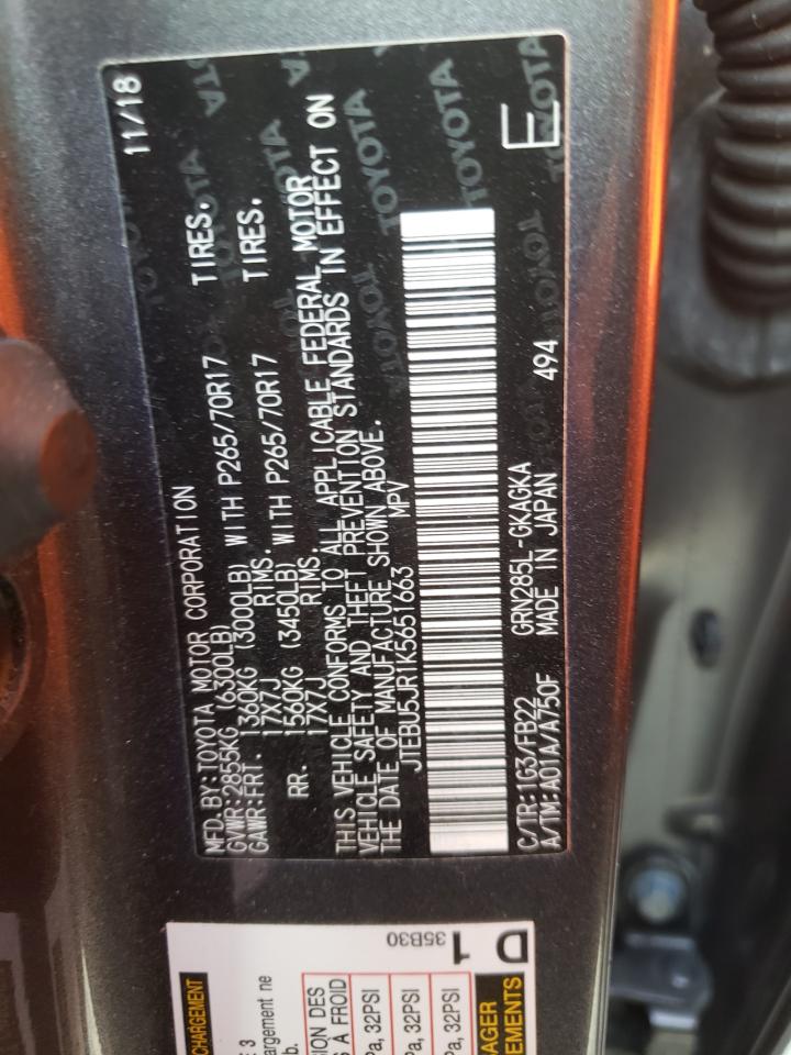 JTEBU5JR1K5651663 2019 Toyota 4Runner Sr5