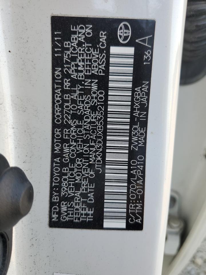 JTDKN3DUXB5352100 2011 Toyota Prius