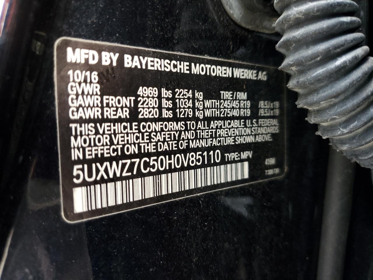 5UXWZ7C50H0V85110 2017 BMW X3 Sdrive28I