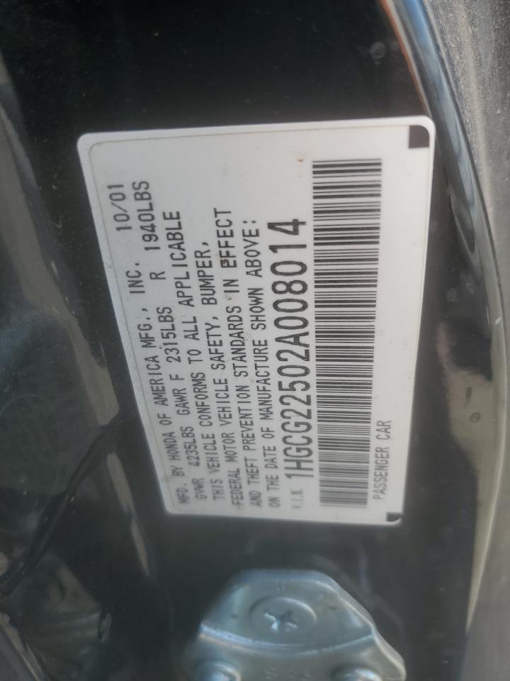 1HGCG22502A008014 2002 Honda Accord Ex