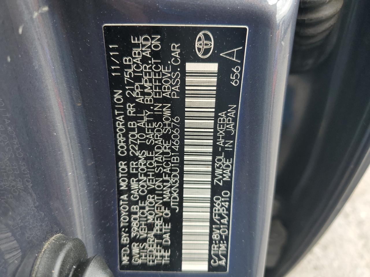 JTDKN3DU1B1460676 2011 Toyota Prius