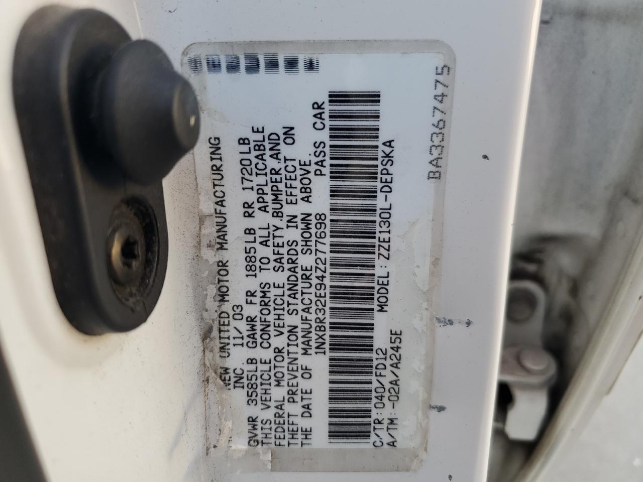 1NXBR32E94Z277698 2004 Toyota Corolla Ce