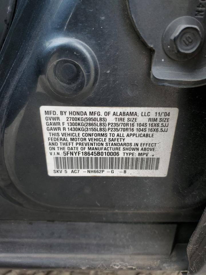 5FNYF18645B010006 2005 Honda Pilot Exl