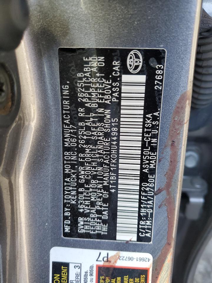 4T1BF1FK0HU449815 2017 Toyota Camry Le