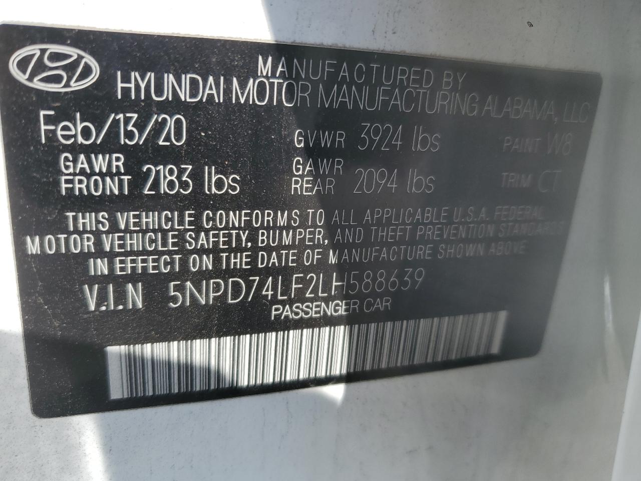 5NPD74LF2LH588639 2020 Hyundai Elantra Se