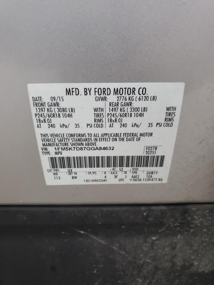 1FM5K7D87GGA84632 2016 FORD EXPLORER - Image 14